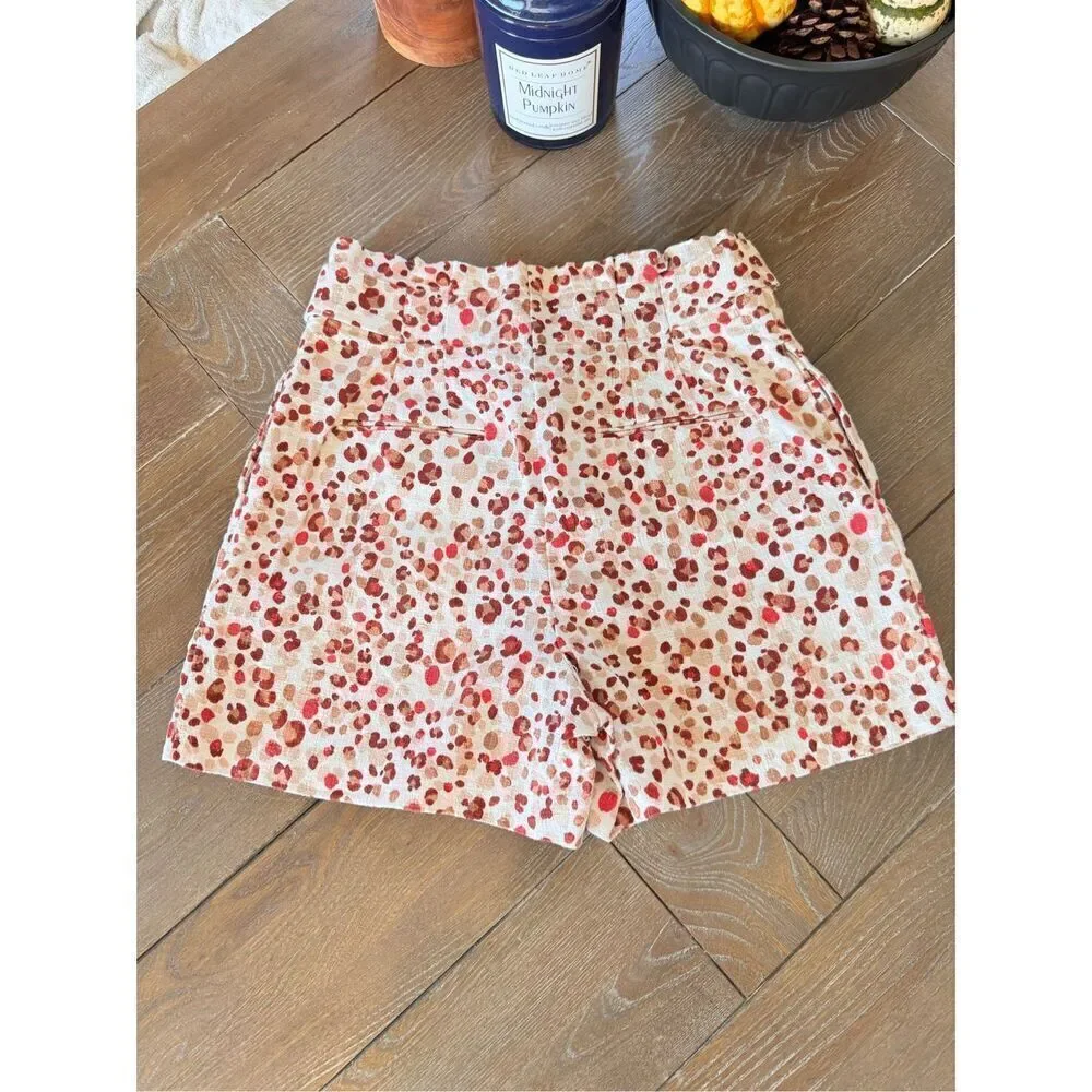 Ann Taylor Leopard Print Shorts Womens Tan Brown Red Size 4 (T1)‎